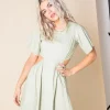 Women Daisy Street Dresses-Cut-Out Cotton Midi Dress