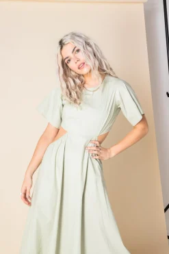 Women Daisy Street Dresses-Cut-Out Cotton Midi Dress