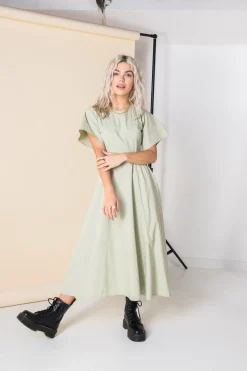 Women Daisy Street Dresses-Cut-Out Cotton Midi Dress