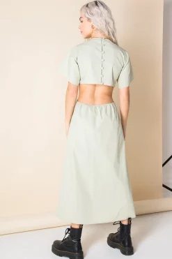 Women Daisy Street Dresses-Cut-Out Cotton Midi Dress