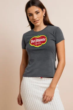 Women Daisy Street Tops-Del Monte Washed Baby Tee