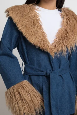 Women Daisy Street Jackets-Coat With Faux fur Detail