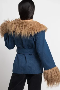 Women Daisy Street Jackets-Coat With Faux fur Detail