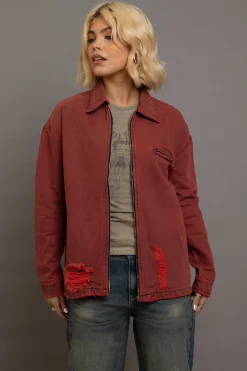 Women Daisy Street Jackets-Denim Jacket With Embroidery Artwork