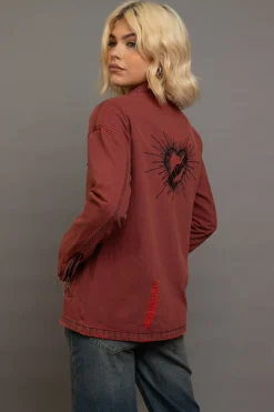 Women Daisy Street Jackets-Denim Jacket With Embroidery Artwork