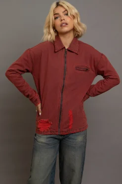 Women Daisy Street Jackets-Denim Jacket With Embroidery Artwork