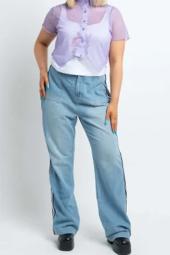 Women Daisy Street Trousers-Jeans with Stripe