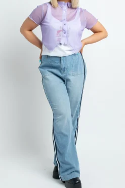 Women Daisy Street Trousers-Jeans with Stripe