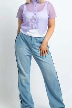 Women Daisy Street Trousers-Jeans with Stripe
