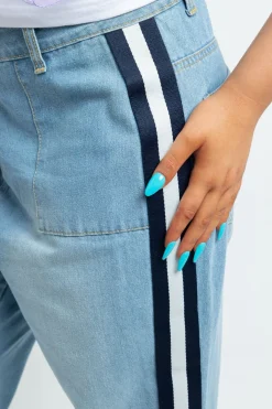 Women Daisy Street Trousers-Jeans with Stripe