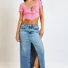 Women Daisy Street Skirts-Denim Midi Skirt