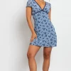 Women Daisy Street Dresses-Devore Mesh Mini Dress With Velvet Ribbon Trim