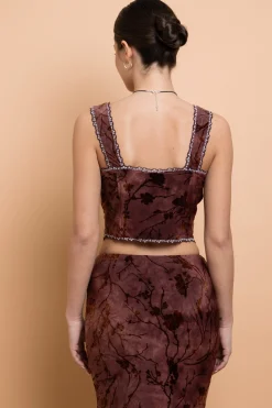 Women Daisy Street Partywear | Tops-Devore Tie Detail Crop Top