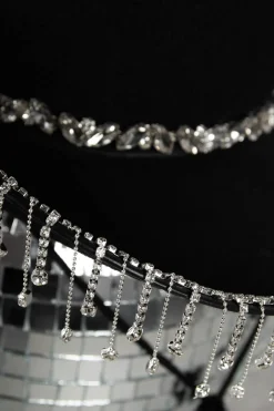 Women Daisy Street Accessories | Partywear-Diamante Tassel Cowboy Hat in