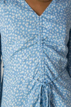 Women Daisy Street Dresses-Ditsy Floral Dress with Ruching Detail