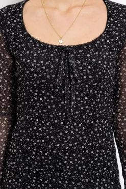 Women Daisy Street Dresses-Ditsy Floral Mesh Mini Dress