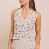 Women Daisy Street Tops-Ditsy Jersey Halter Neck Top
