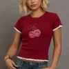 Women Daisy Street Tops | T-Shirts-Double Layer Haylie Baby Tee