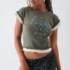 Women Daisy Street T-Shirts-Double Layer Effect Baby Tee