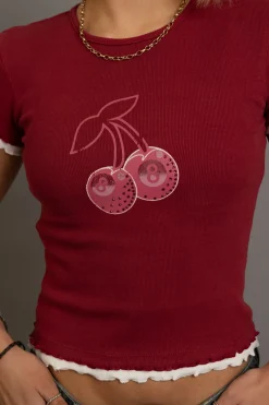 Women Daisy Street Tops | T-Shirts-Double Layer Haylie Baby Tee