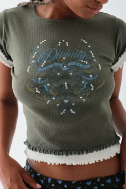 Women Daisy Street T-Shirts-Double Layer Effect Baby Tee