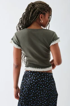 Women Daisy Street T-Shirts-Double Layer Effect Baby Tee
