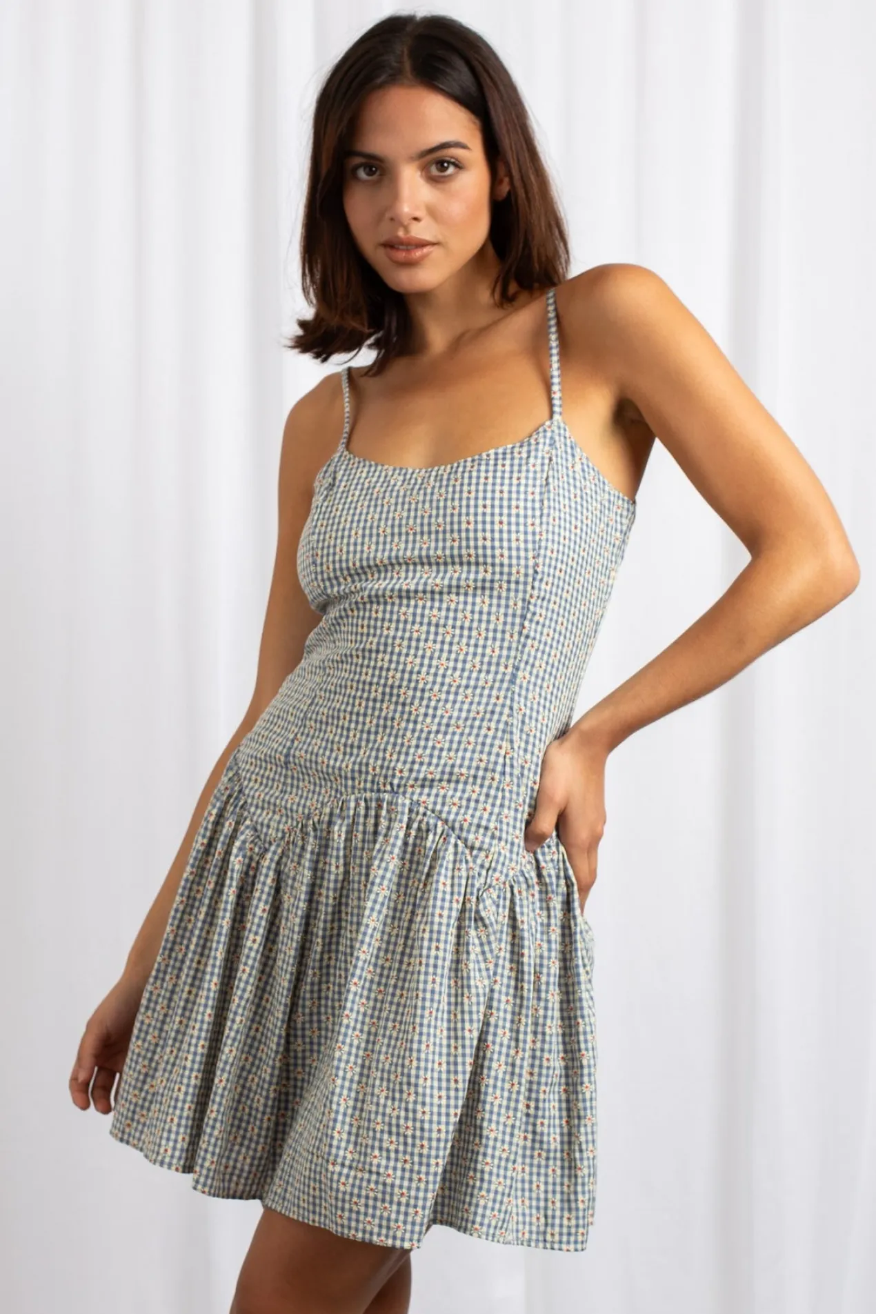 Women Daisy Street Dresses-Dropped Waist Cut Out Back Dress