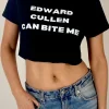 Women Daisy Street T-Shirts-Edward Cullen Cropped Baby Tee