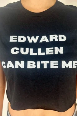Women Daisy Street T-Shirts-Edward Cullen Cropped Baby Tee