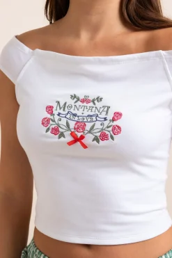 Women Daisy Street Tops-Embroidered Off The Shoulder Top