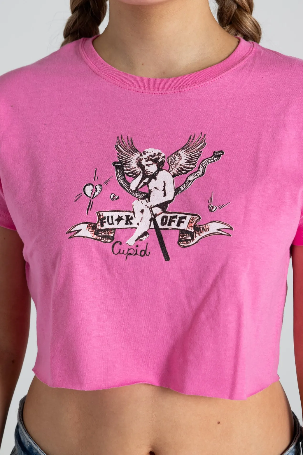 Women Daisy Street Tops | T-Shirts-F*** Cupid Cropped Tee