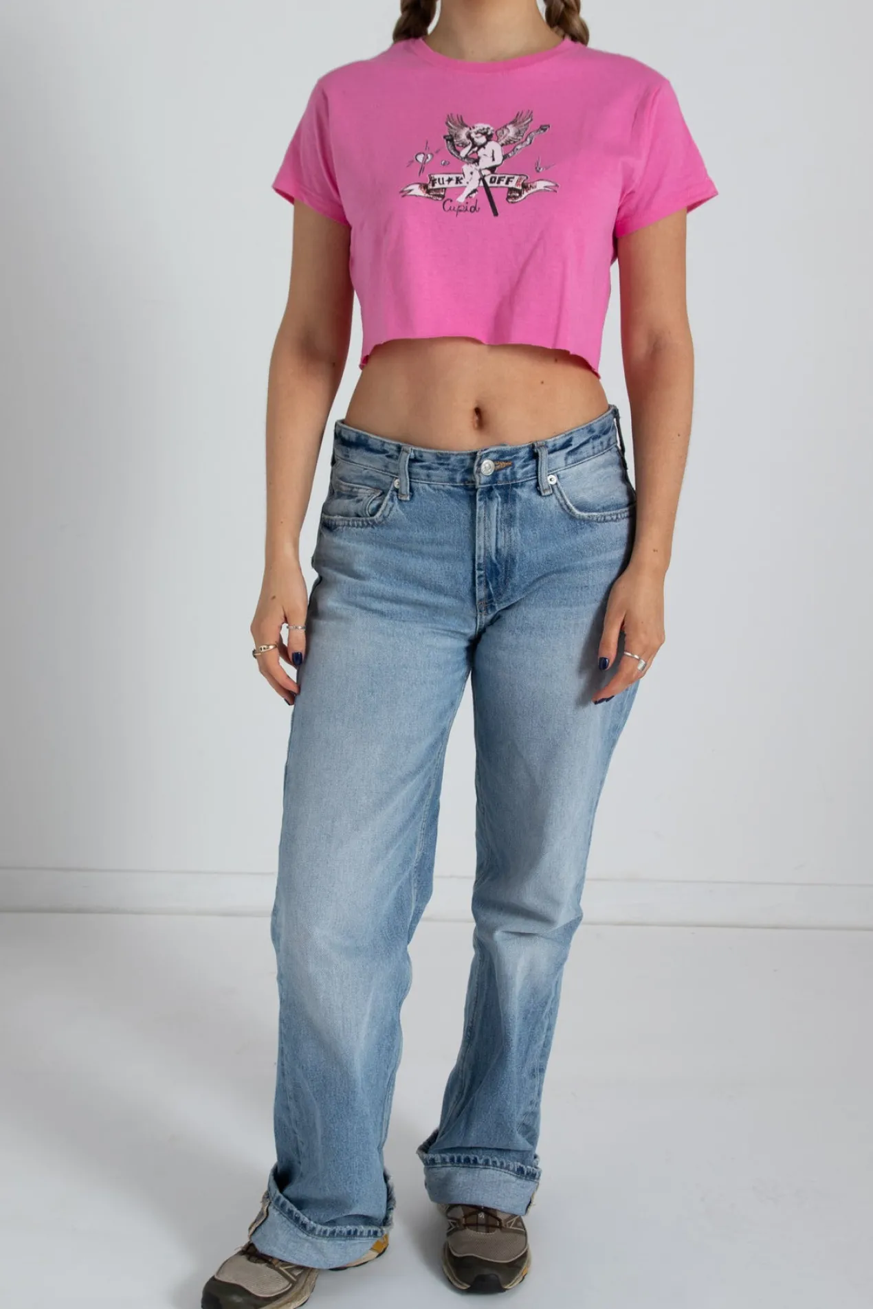 Women Daisy Street Tops | T-Shirts-F*** Cupid Cropped Tee