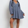 Women Daisy Street Dresses-Fixed Wrap Over Smock Dress