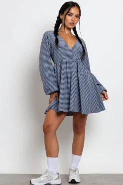 Women Daisy Street Dresses-Fixed Wrap Over Smock Dress