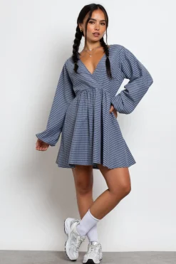 Women Daisy Street Dresses-Fixed Wrap Over Smock Dress