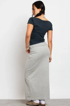 Women Daisy Street Skirts-Fold Over Waistband Maxi Skirt