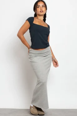 Women Daisy Street Skirts-Fold Over Waistband Maxi Skirt