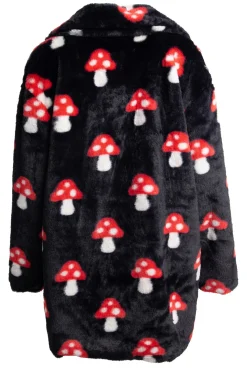 Women Daisy Street Jackets-Fur Coat in Mushroom Print