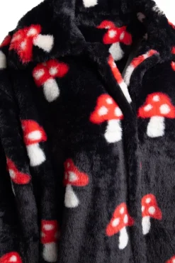 Women Daisy Street Jackets-Fur Coat in Mushroom Print