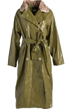 Women Daisy Street Jackets-Fur Trench Coat in