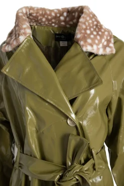 Women Daisy Street Jackets-Fur Trench Coat in