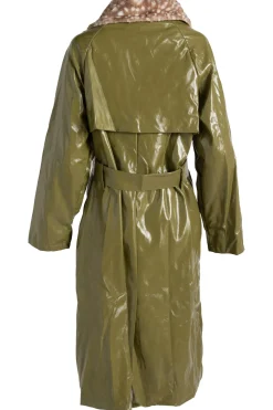 Women Daisy Street Jackets-Fur Trench Coat in