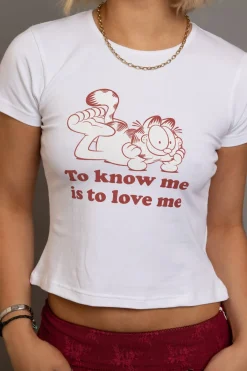 Women Daisy Street Tops | T-Shirts-Garfield To Know Me Is To Love Me Baby Tee