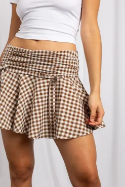 Women Daisy Street Skirts-Gathered Drawcord Waistband Mini Skirt