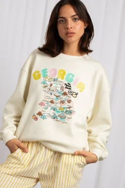 Women Daisy Street Hoodies & Sweatshirts-Georgia Map Graphic Pullover Sweatshirt
