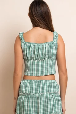 Women Daisy Street Tops-Gingham Check Milkmaid Top