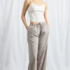Women Daisy Street Trousers-Gingham Drawstring Wide Leg Trousers