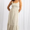 Women Daisy Street Dresses-Gingham Midi Dress With Shirred Bodice