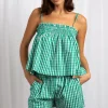Women Daisy Street Tops-Gingham Strappy Smock Top