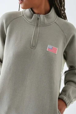 Women Daisy Street Tops | Hoodies & Sweatshirts-Half Zip Sweater With Piping Detail